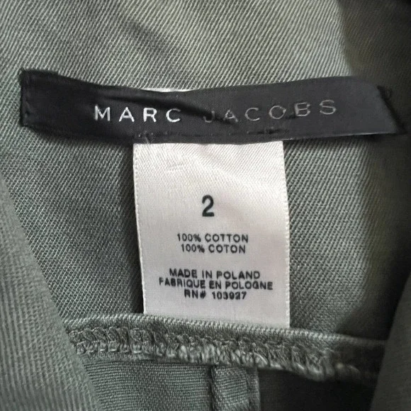 Marc Jacobs Womens Utility Jacket Button Front Sz 2 Green Long Slv Cotton - Picture 3 of 6